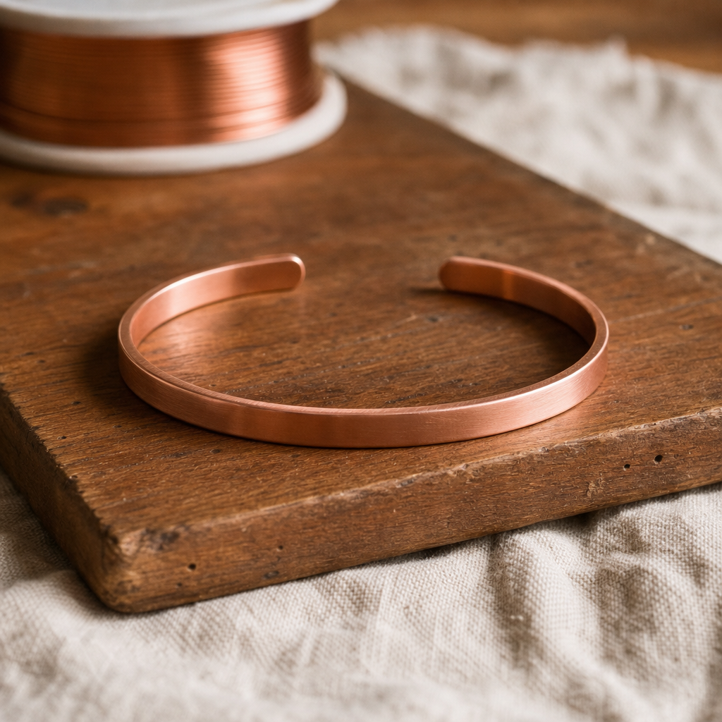 Handmade Copper Cuff Bracelet, Open Adjustable Design — 99.9% Pure Copper Wellness Accessory — main image