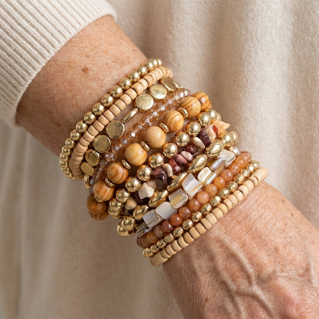 12pcs bohemian style beach bracelet set fashionable hand woven multi piece bracelet set for women mostly made of plastic — lifestyle