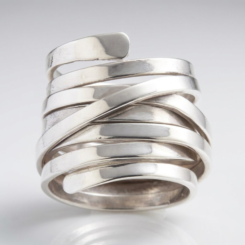 Multi-Band Wrap Ring in Silver Tone with Open Adjustable Fit
