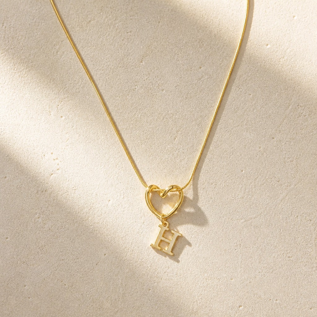 Heart Initial Pendant Necklace with Gold-Tone Chain — view 10