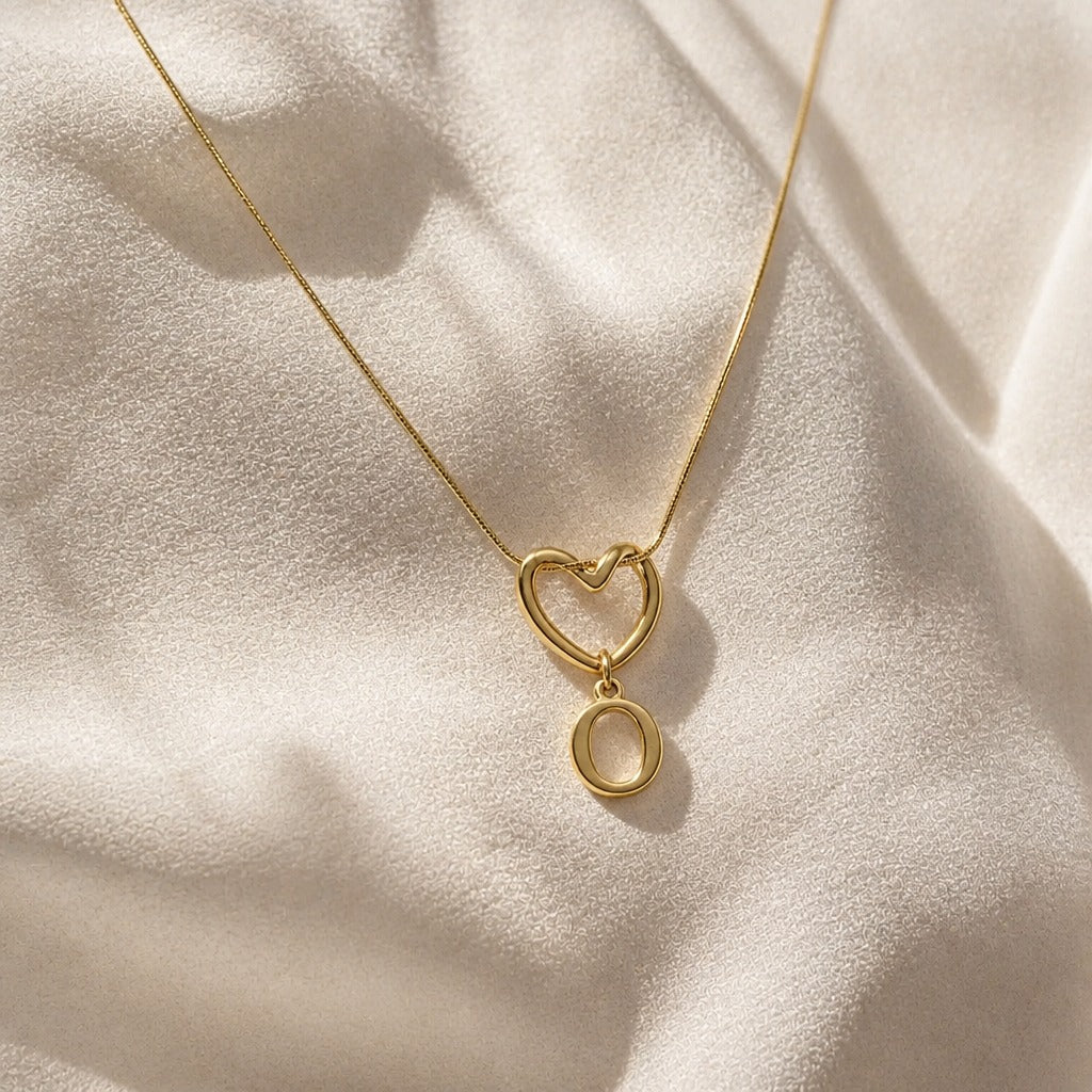 Heart Initial Pendant Necklace with Gold-Tone Chain — view 17