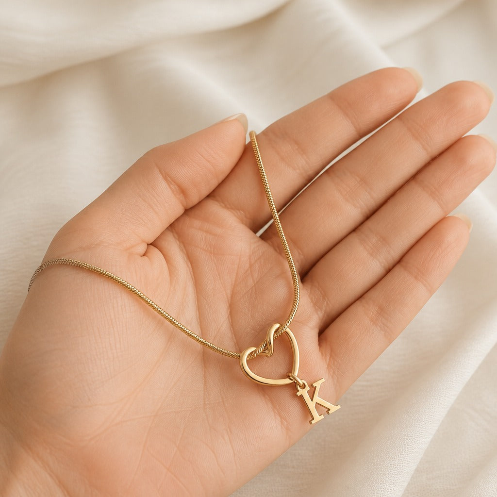 Heart Initial Pendant Necklace with Gold-Tone Chain — view 2