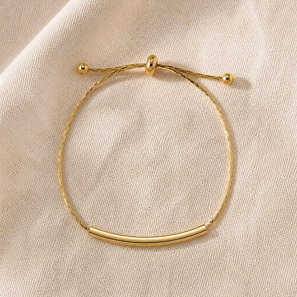 Gold-Tone Bar Bracelet with Adjustable Cord Closure — view 2