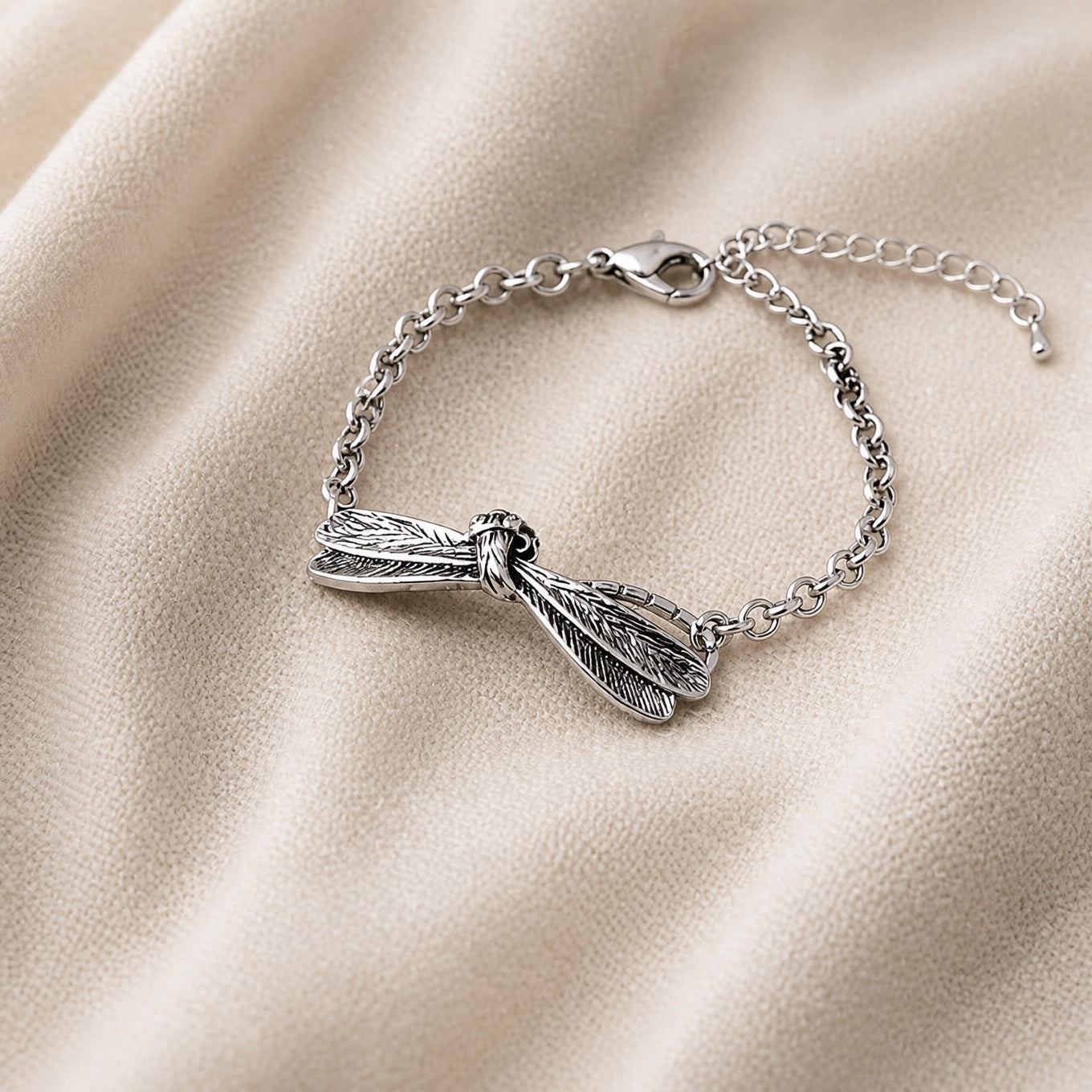 Dragonfly Charm Bracelet with Adjustable Rolo Chain