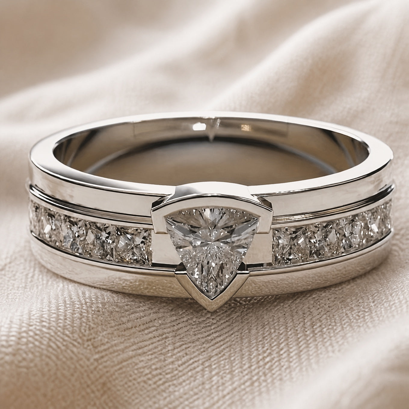 Pear-Cut Rhinestone Ring with Silver-Tone Channel Setting