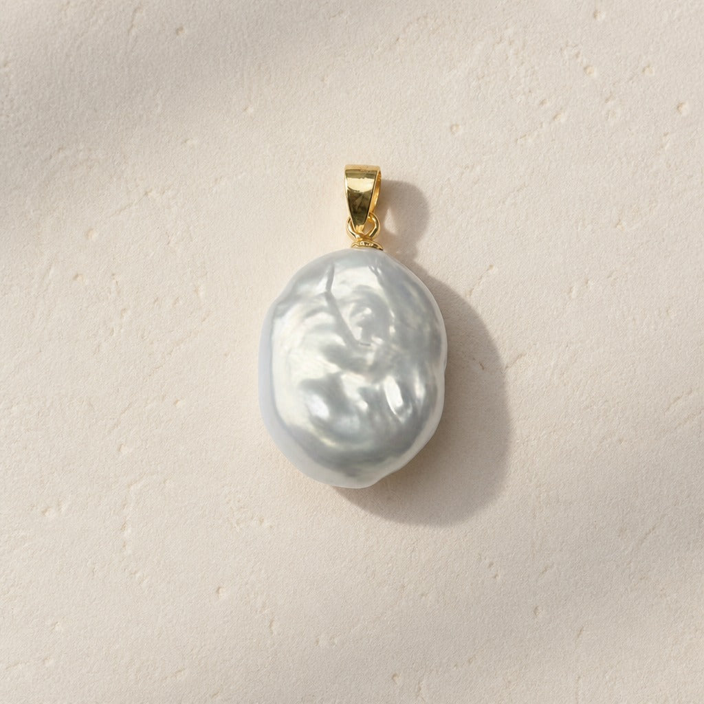 Baroque White Pearl Pendant with Gold-Tone Bail — main image