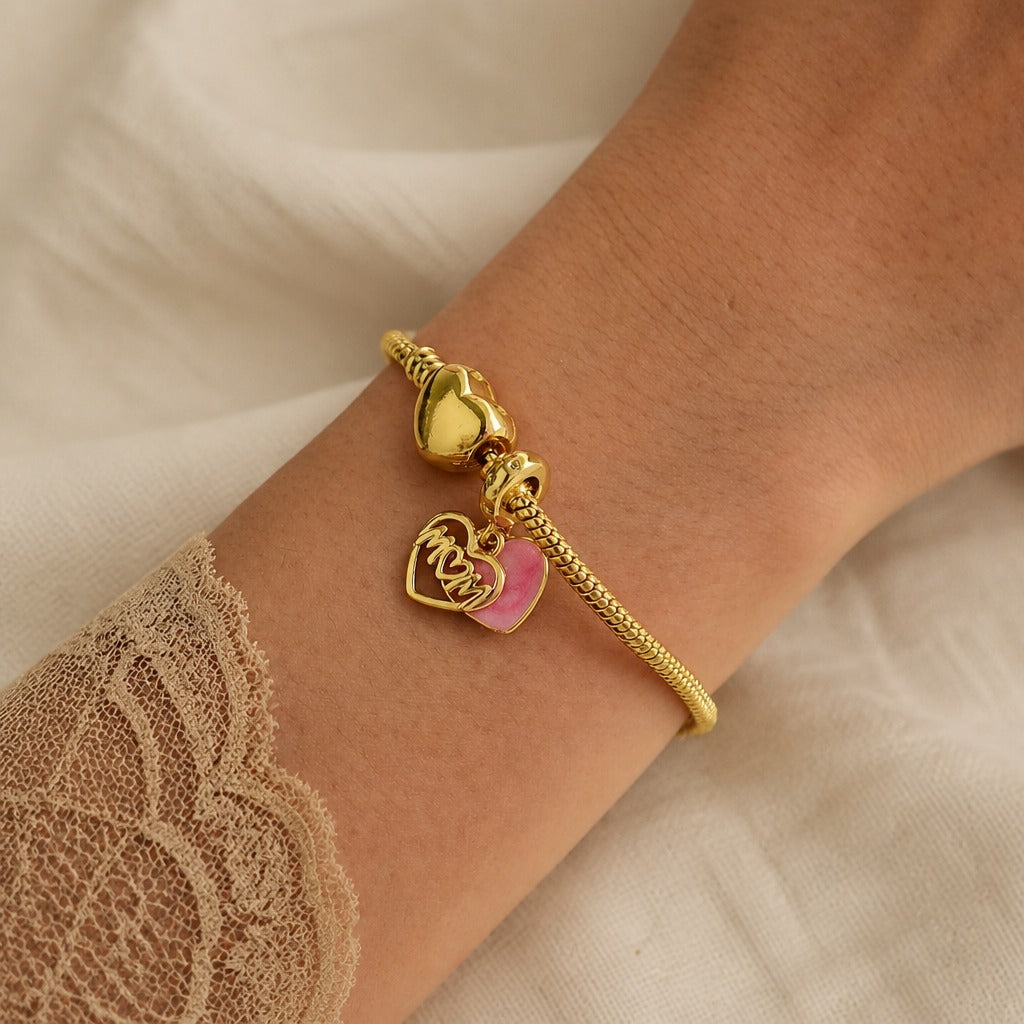 Gold-Tone Travel Charm Bracelet with Heart Clasp & Enamel Charms — view 2