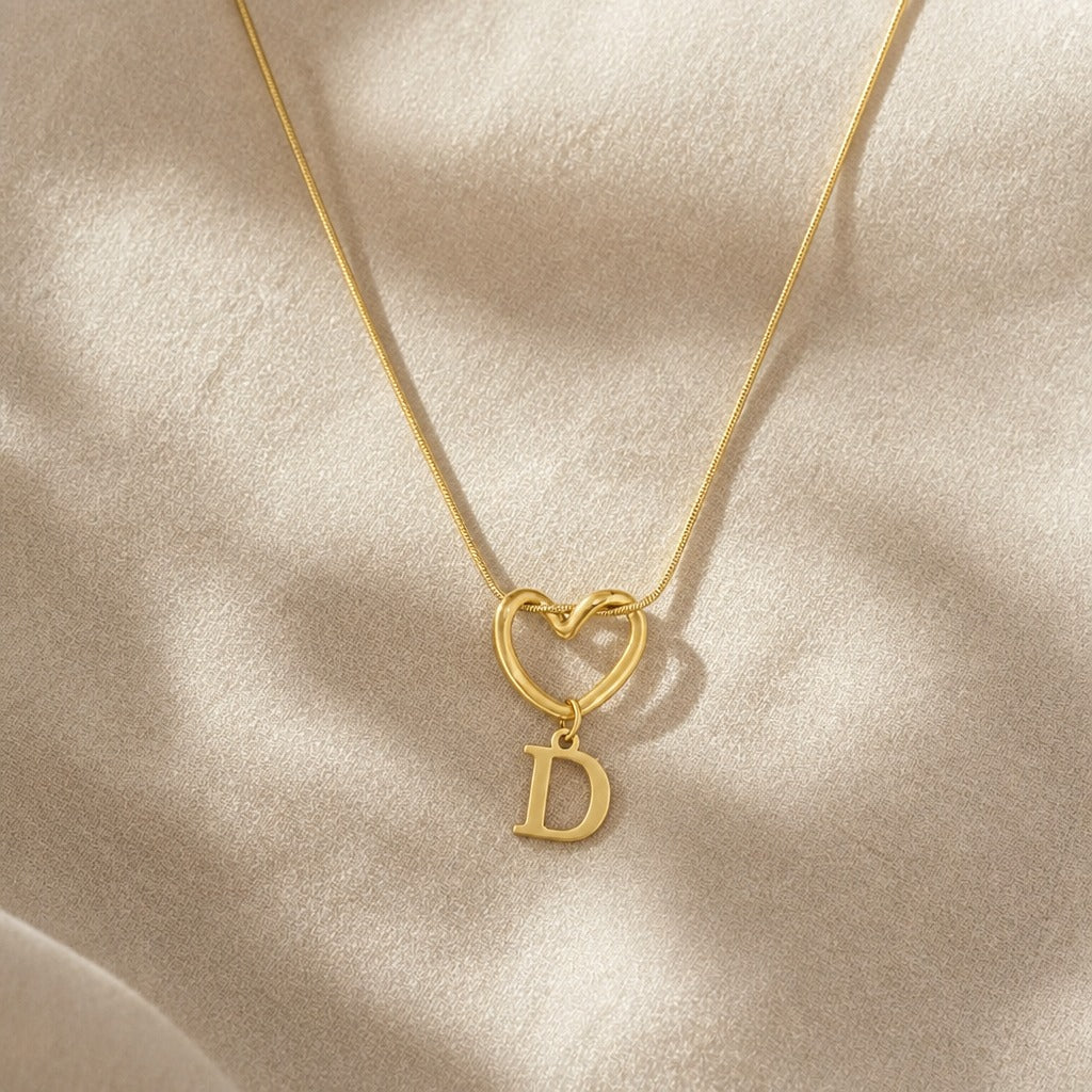 Heart Initial Pendant Necklace with Gold-Tone Chain — view 6