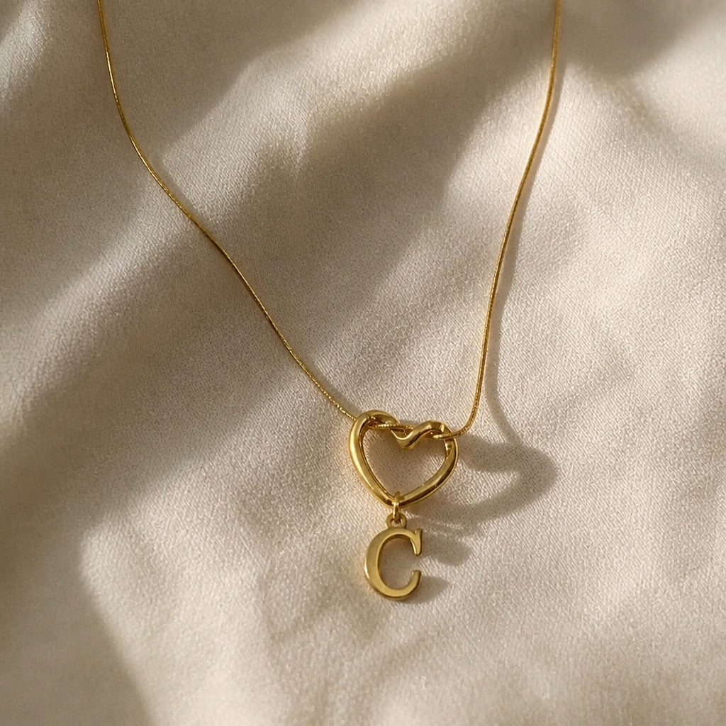 Heart Initial Pendant Necklace with Gold-Tone Chain — view 5