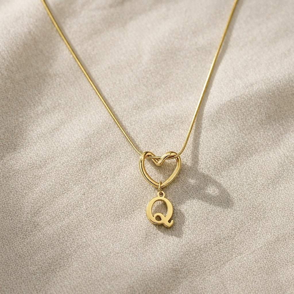 Heart Initial Pendant Necklace with Gold-Tone Chain — view 19