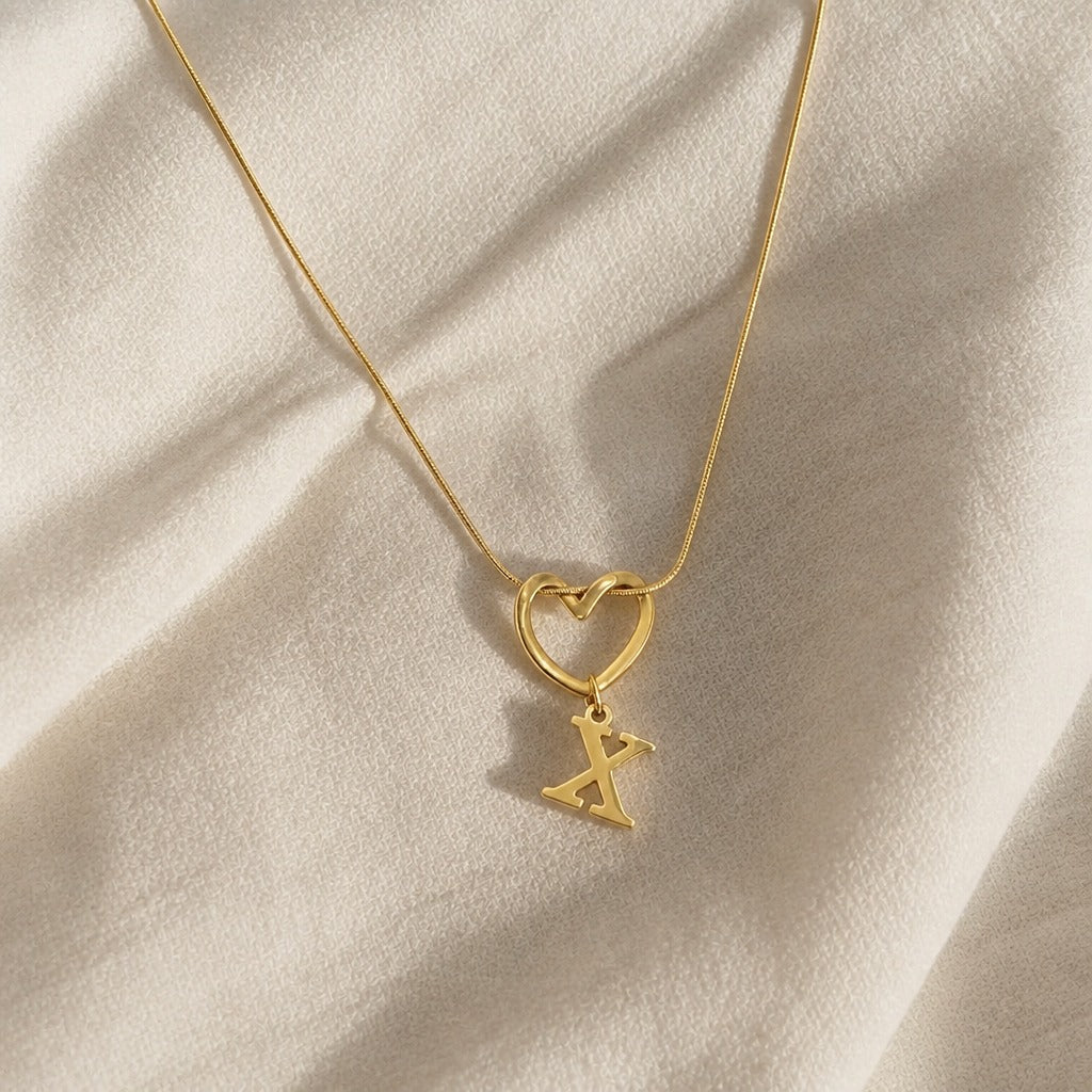 Heart Initial Pendant Necklace with Gold-Tone Chain — view 26