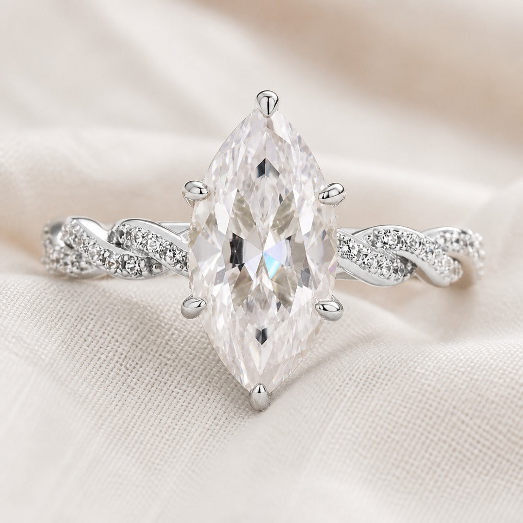Marquise Crystal Gold-Tone Ring Set with Twisted Band — view 2