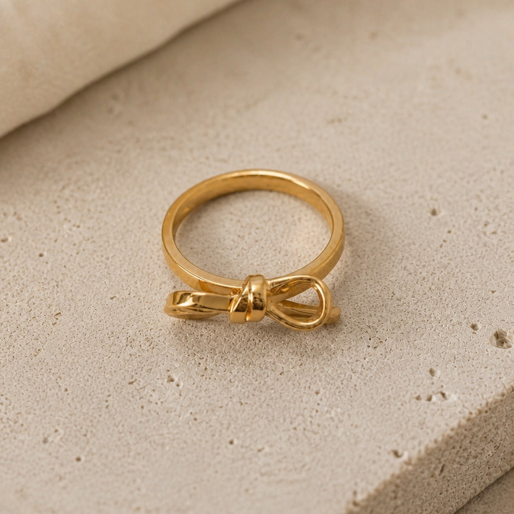 Bow Knot Ring in Gold Tone with Open Band Design — view 2