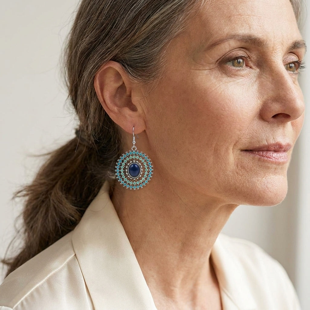 2 summer retro round geometric womens earrings bohemian style festival womens accessories — lifestyle