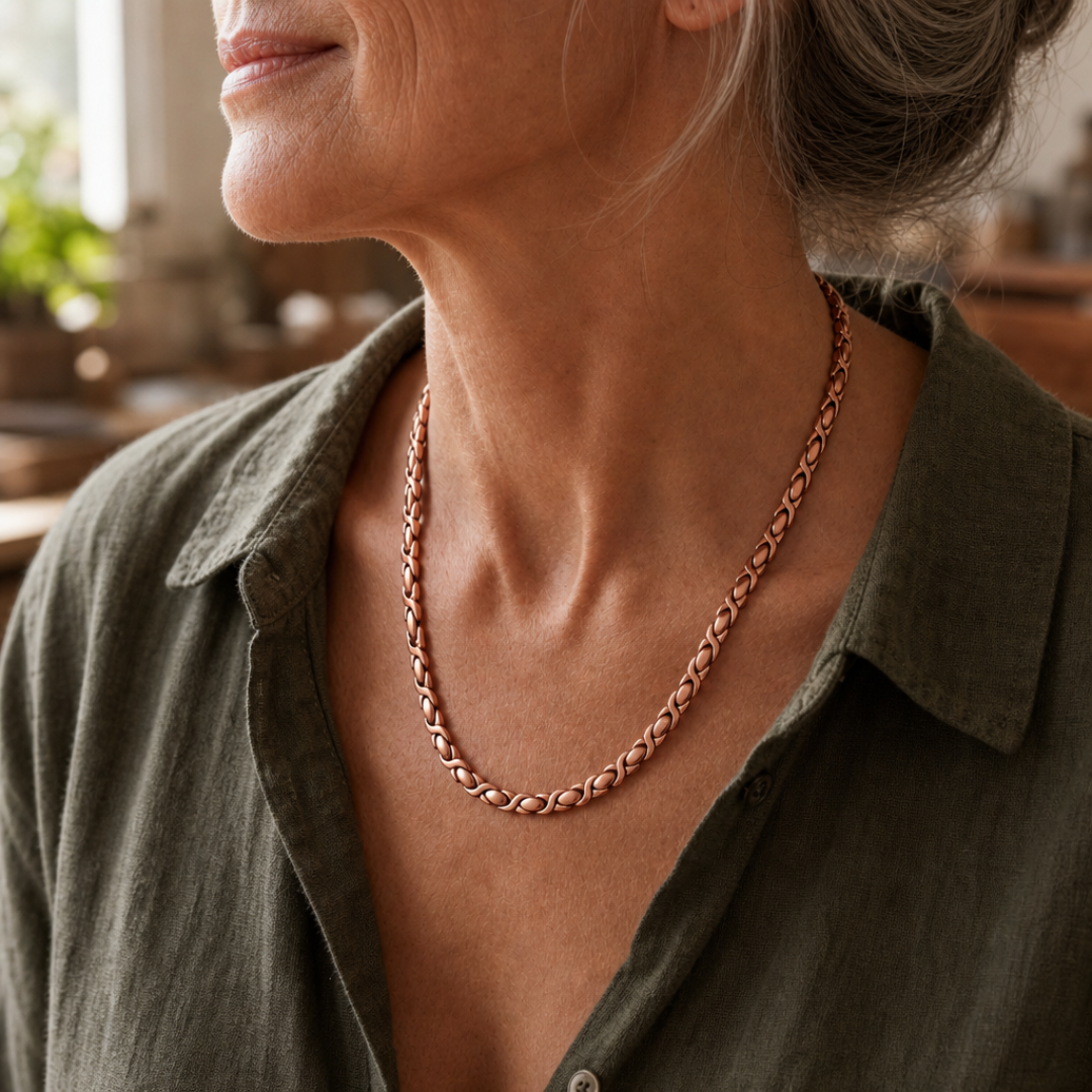 Copper Oval Link Chain Necklace, 99.9% Pure Copper, Hand-Shaped — Adjustable Copper Jewelry — main image