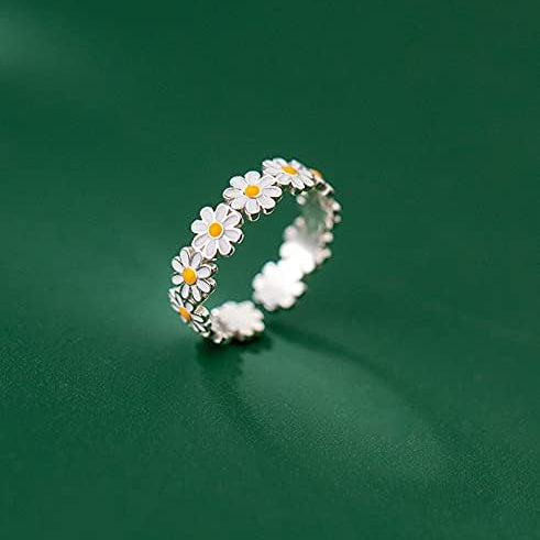 Daisy Cluster Statement Ring, Adjustable Brass Floral Band