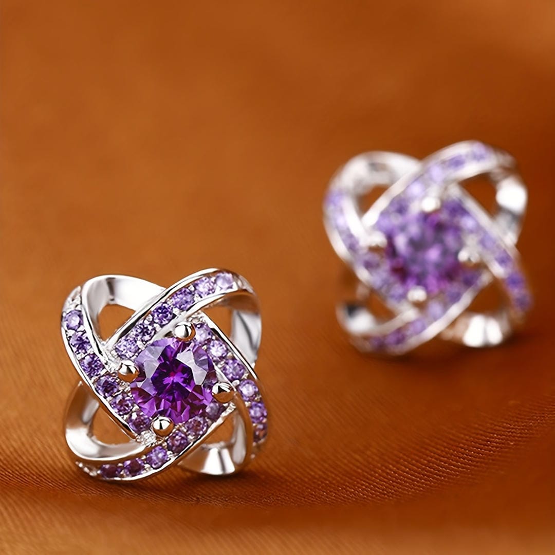 Interlocking Spiral Crystal Stud Earrings — view 2