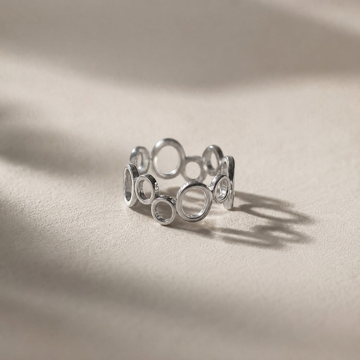 Hollow Circle Cocktail Ring in Silver-Tone Stainless Steel — main image