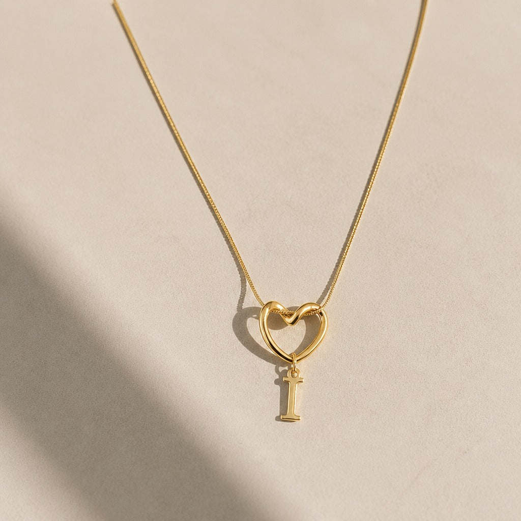 Heart Initial Pendant Necklace with Gold-Tone Chain — view 11
