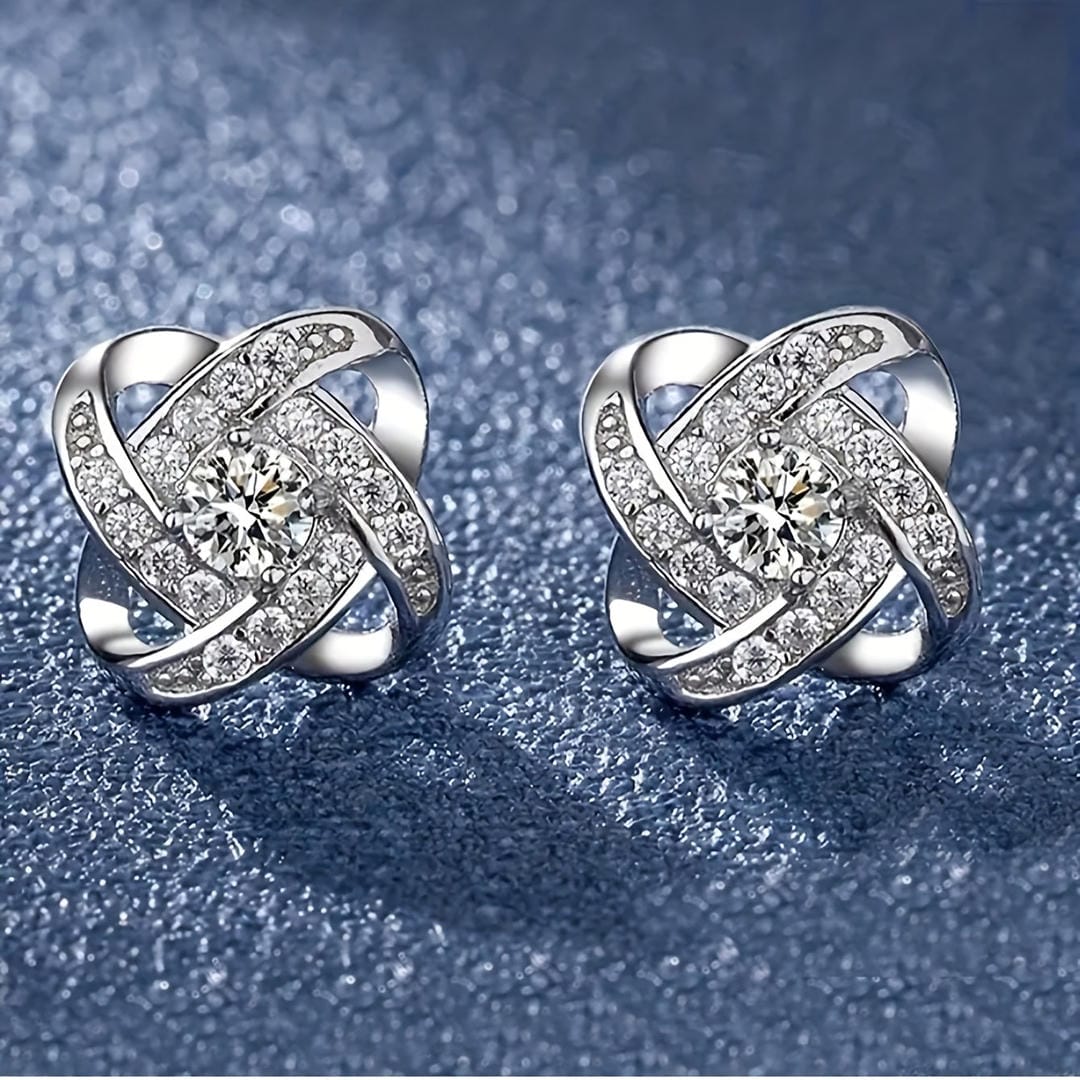 Interlocking Spiral Crystal Stud Earrings — view 3