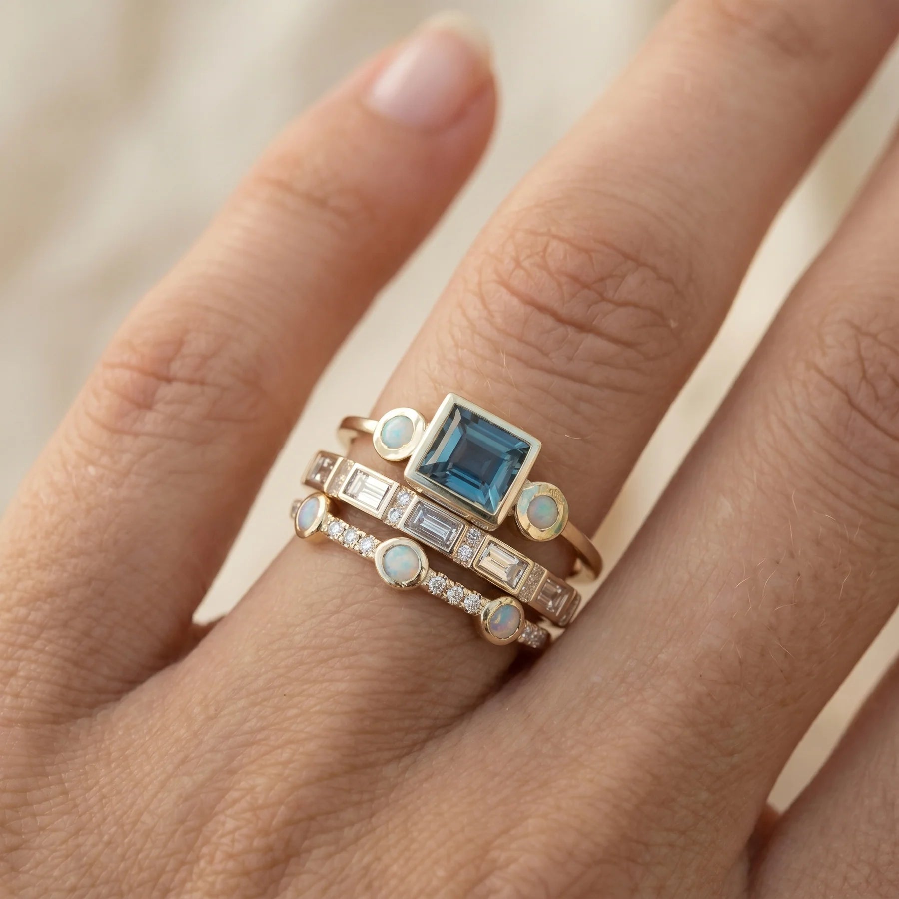 Ocean - Vintage Crystal Ring Set