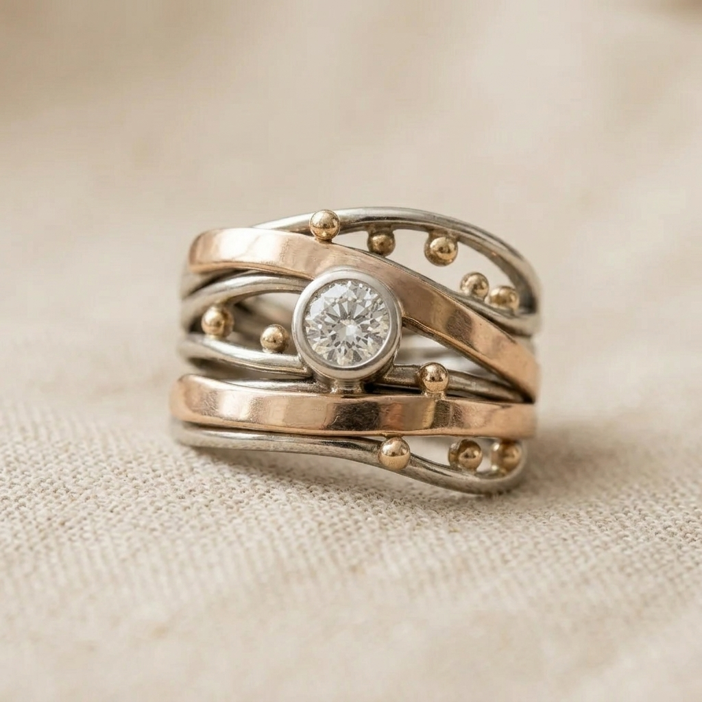 Royal - Vintage Gold Inlaid Zirconia Ring