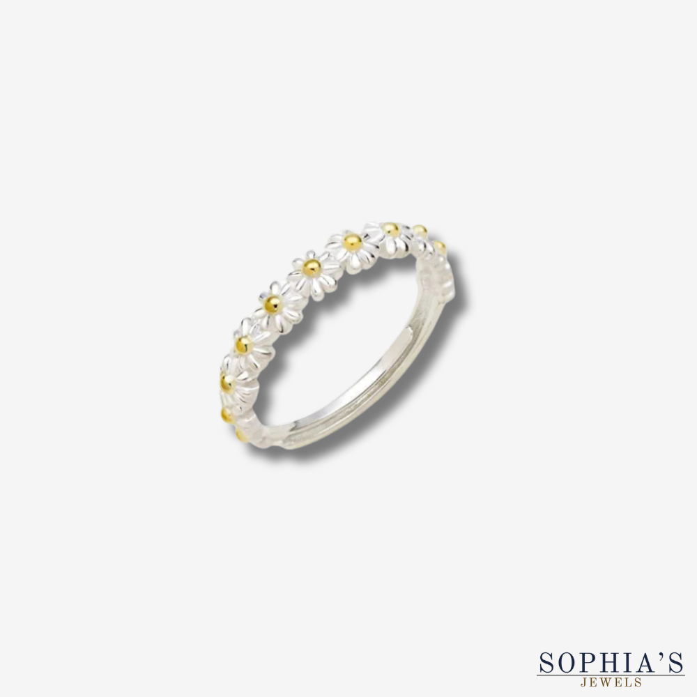 Daisy Flower Band Ring, Silver-Tone with Gold-Tone Centers — view 4