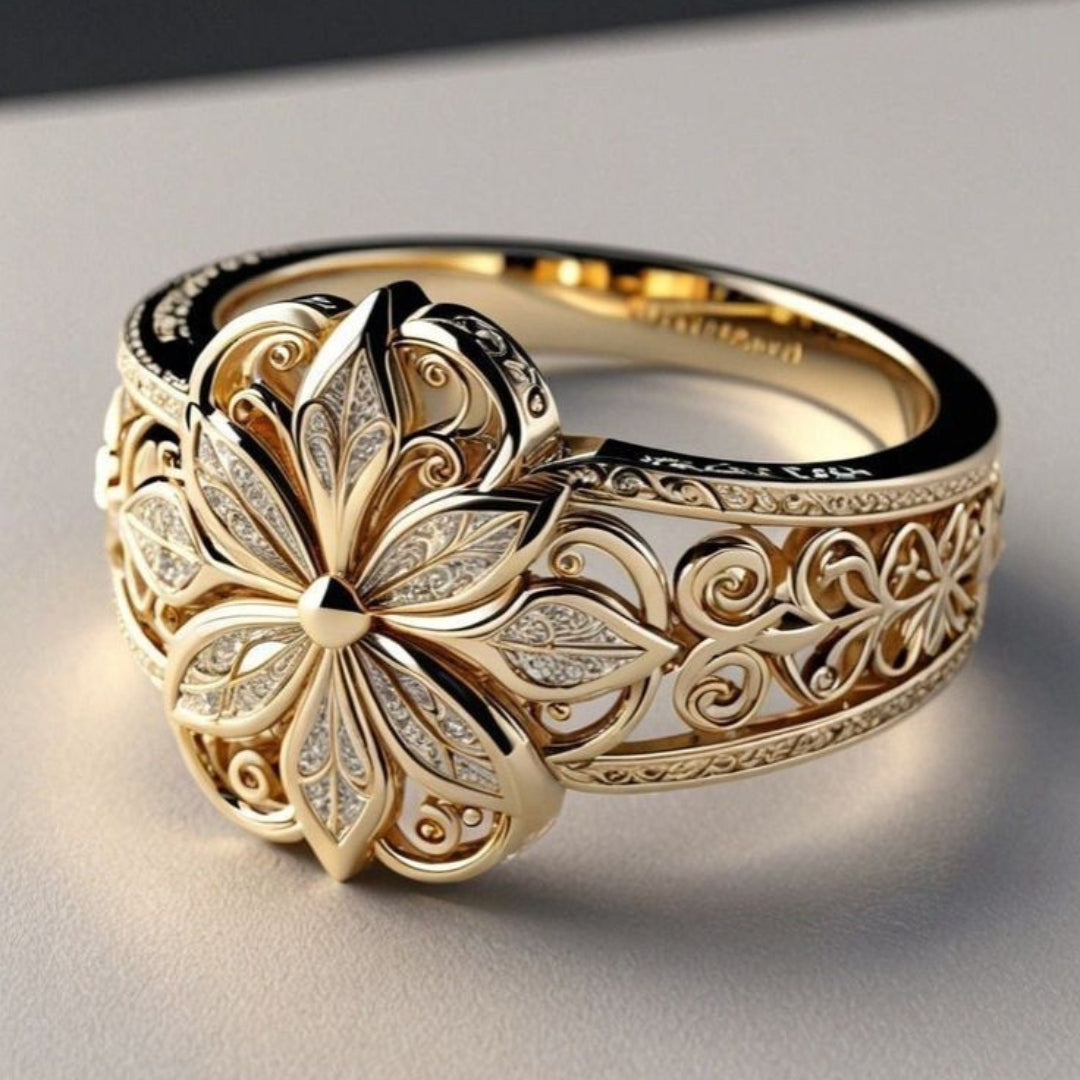 Vintage Flower Zirconia Ring