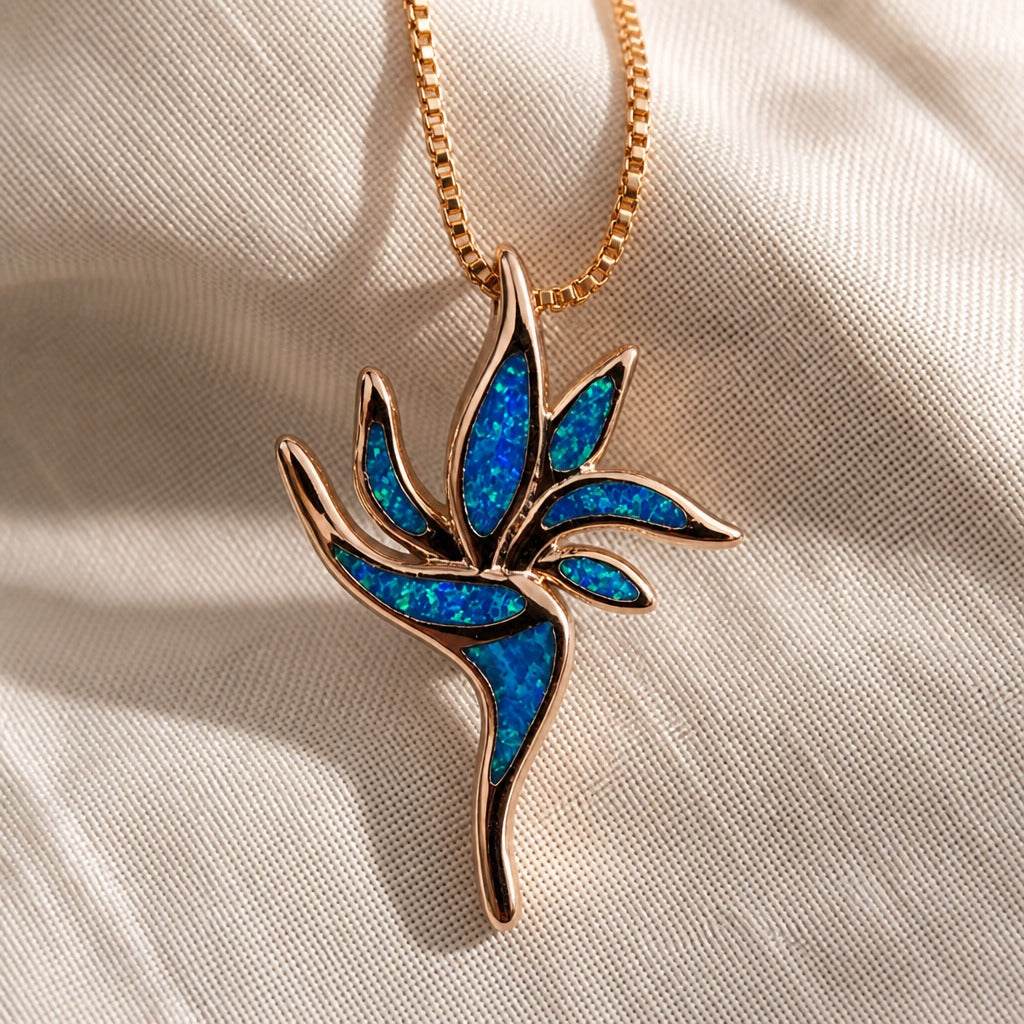 Torch-Style Opal Pendant Necklace with Rose Gold-Tone Chain — view 4