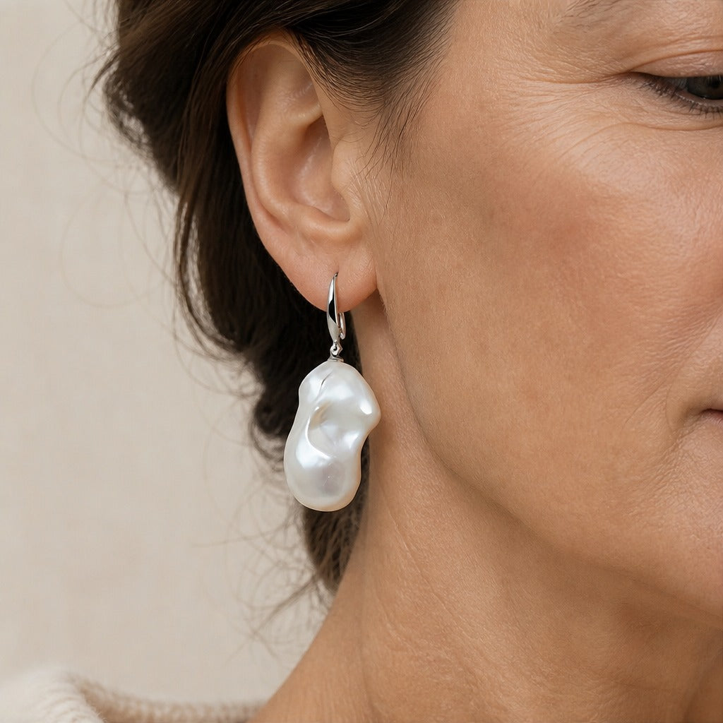 Baroque Freshwater Pearl Drop Earrings with Fish Hook Closure — main image