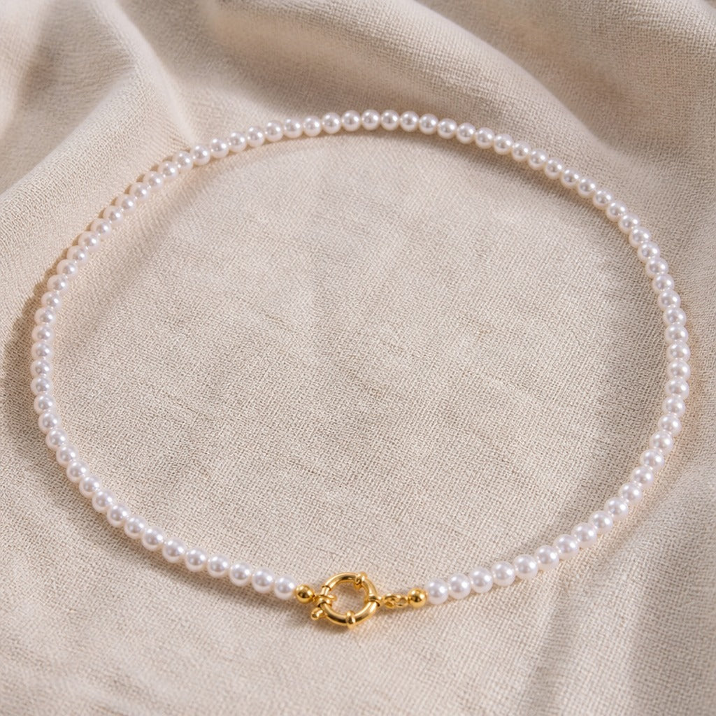 Round Pearl Strand Necklace with Gold-Tone Clasp — view 2