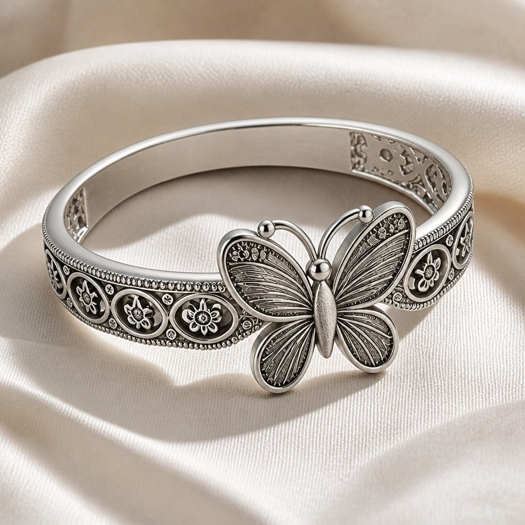Butterfly Filigree Ring with Floral Medallion Band — main image