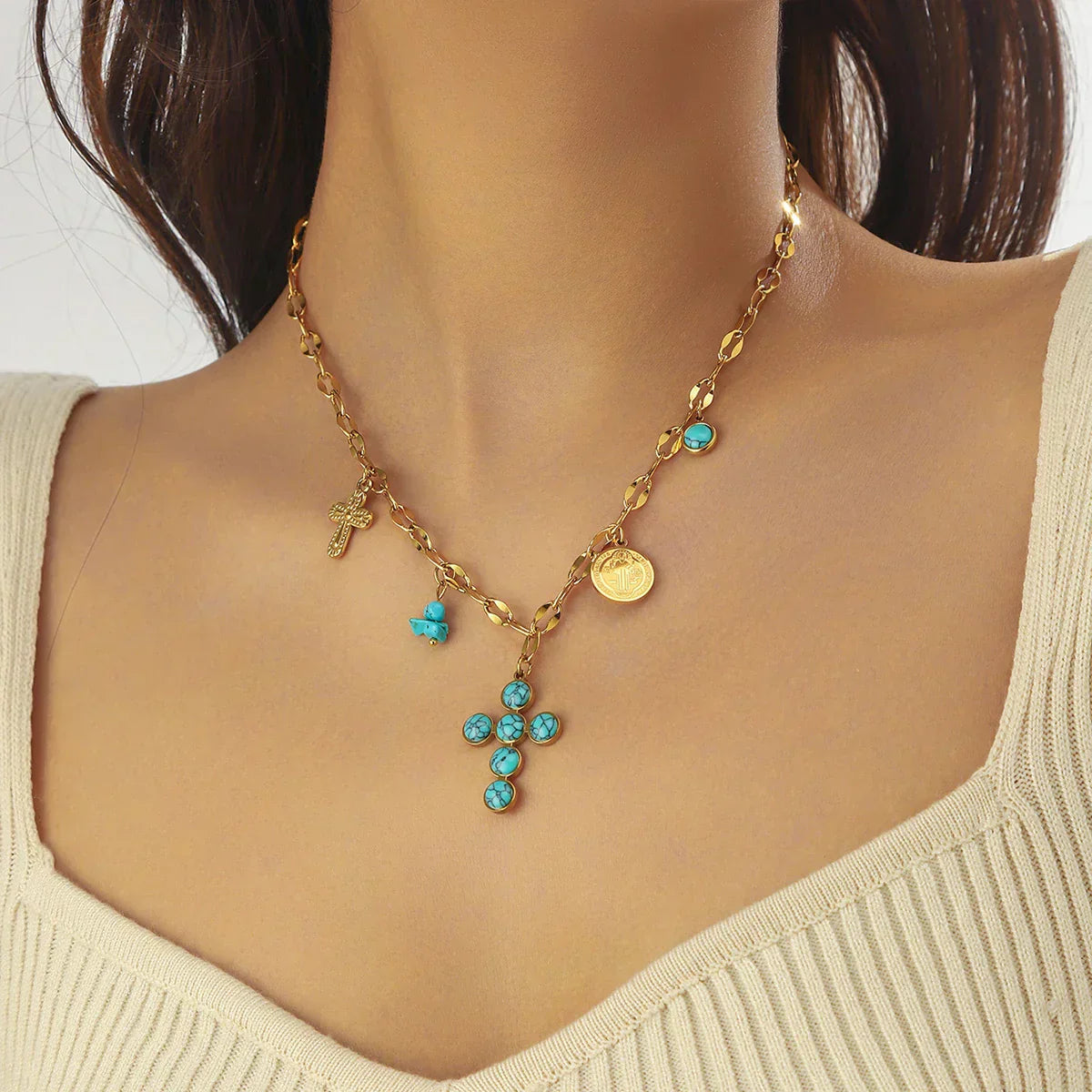 Exclusive Turquoise Cross Necklace