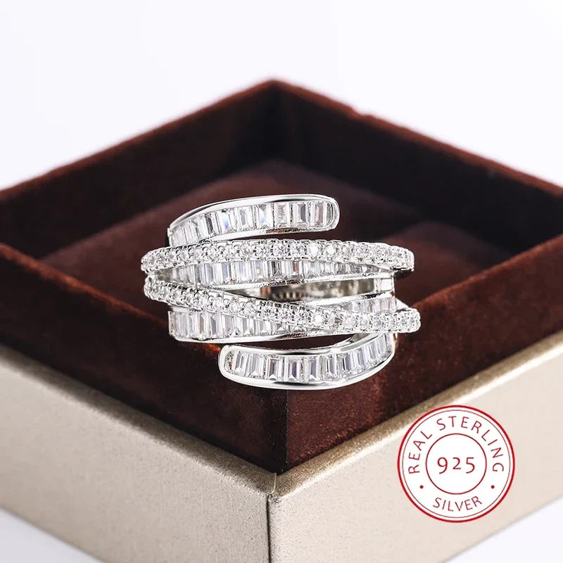 Adjustable Silver Zircon Ring