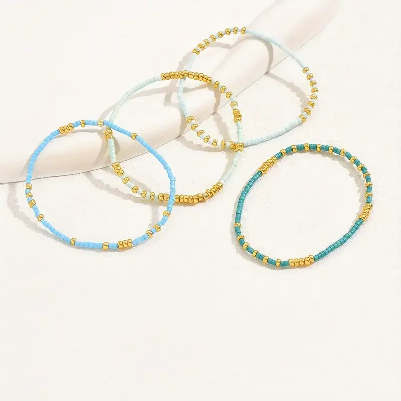 Chic Bohemian Turquoise Beaded Bracelet Set