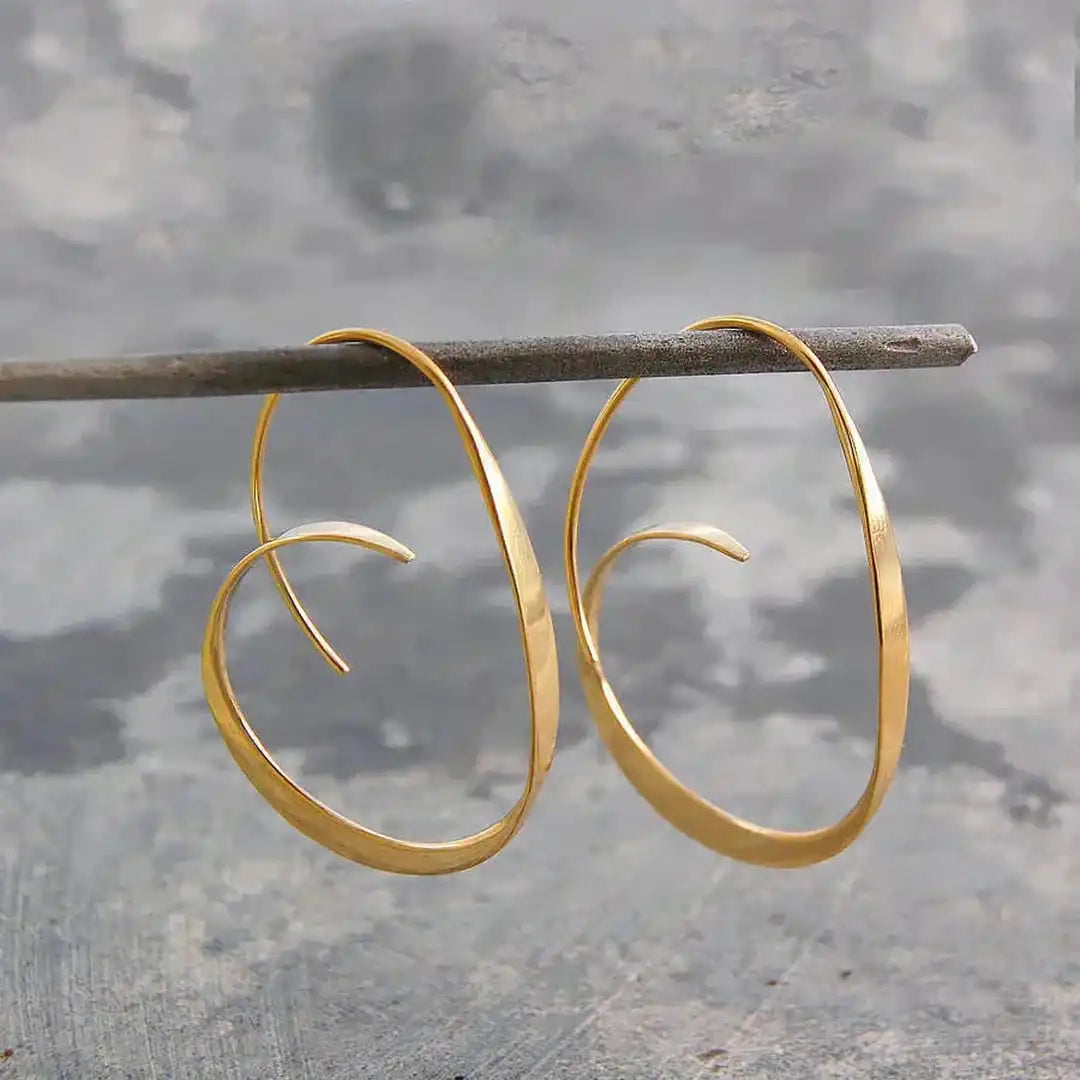 Open Spiral Oval Drop Earrings in Silver-Tone and Gold-Tone