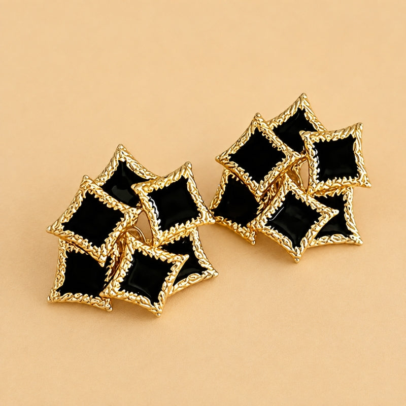 Black Crystal Chandelier Earrings – Gold-Tone Faceted Cluster Statement Earrings for Evening Wear — main image