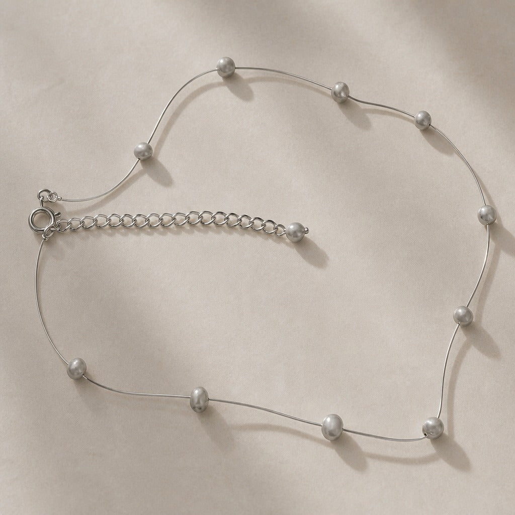 Pearl Bead Necklace with Silver-Tone Chain Extender — view 2