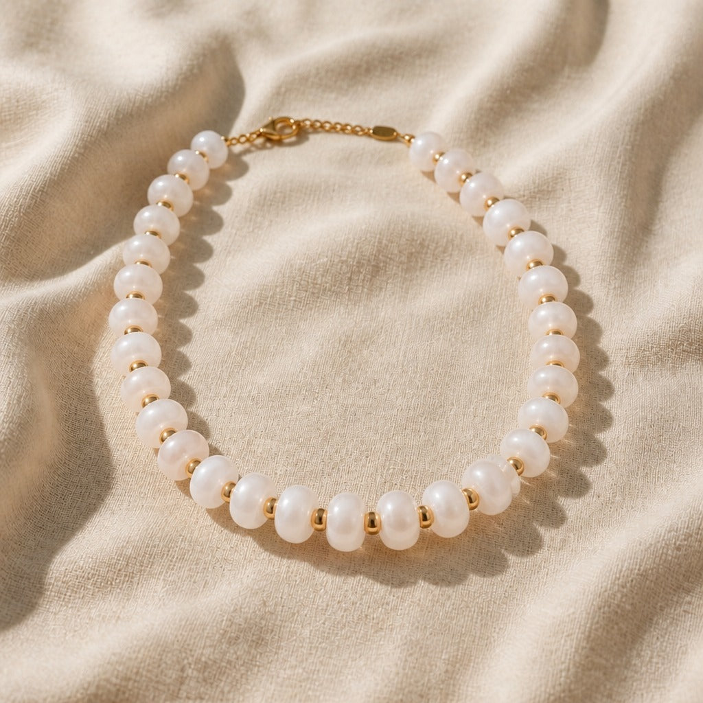 Boho Multicolor Frosted Bead Necklace with Gold-Tone Accents — view 3
