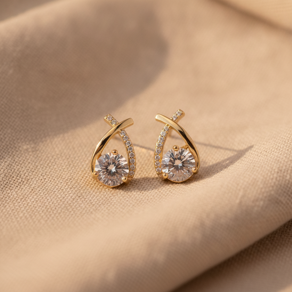 a pair of luxury fashion twisted teardrop cubic stud earrings jewelry — studio