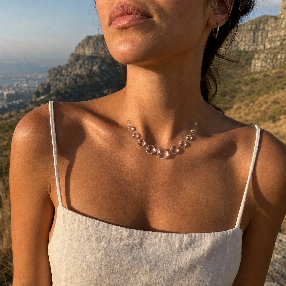 Graduated Transparent Resin Bubble Necklace — main image