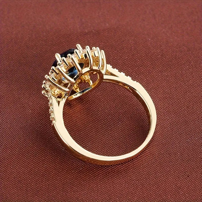 Oval Sapphire Halo Cocktail Ring with Stone-Set Band — view 3