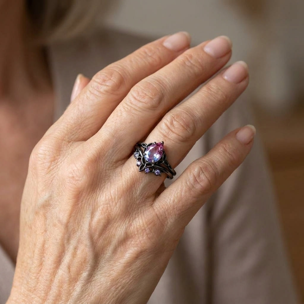 amethyst layers white gold ring — lifestyle