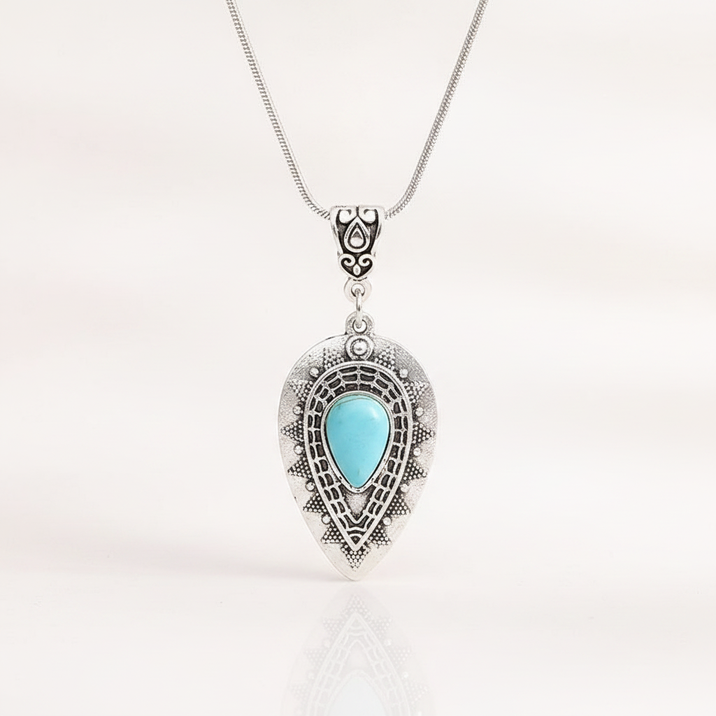 arlisse turquoise teardrop necklace white gold — studio