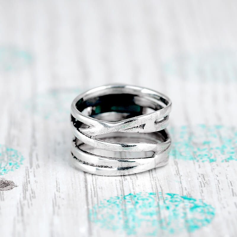 Aquamarine Cabochon Wrap Ring with Sterling Silver Band