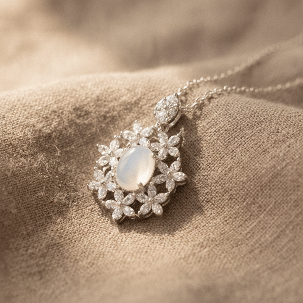 celestial zirconia moonstone necklace — studio