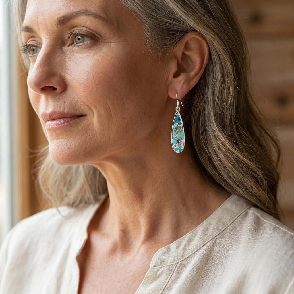 chic turquoise jasper teardrop earrings — lifestyle