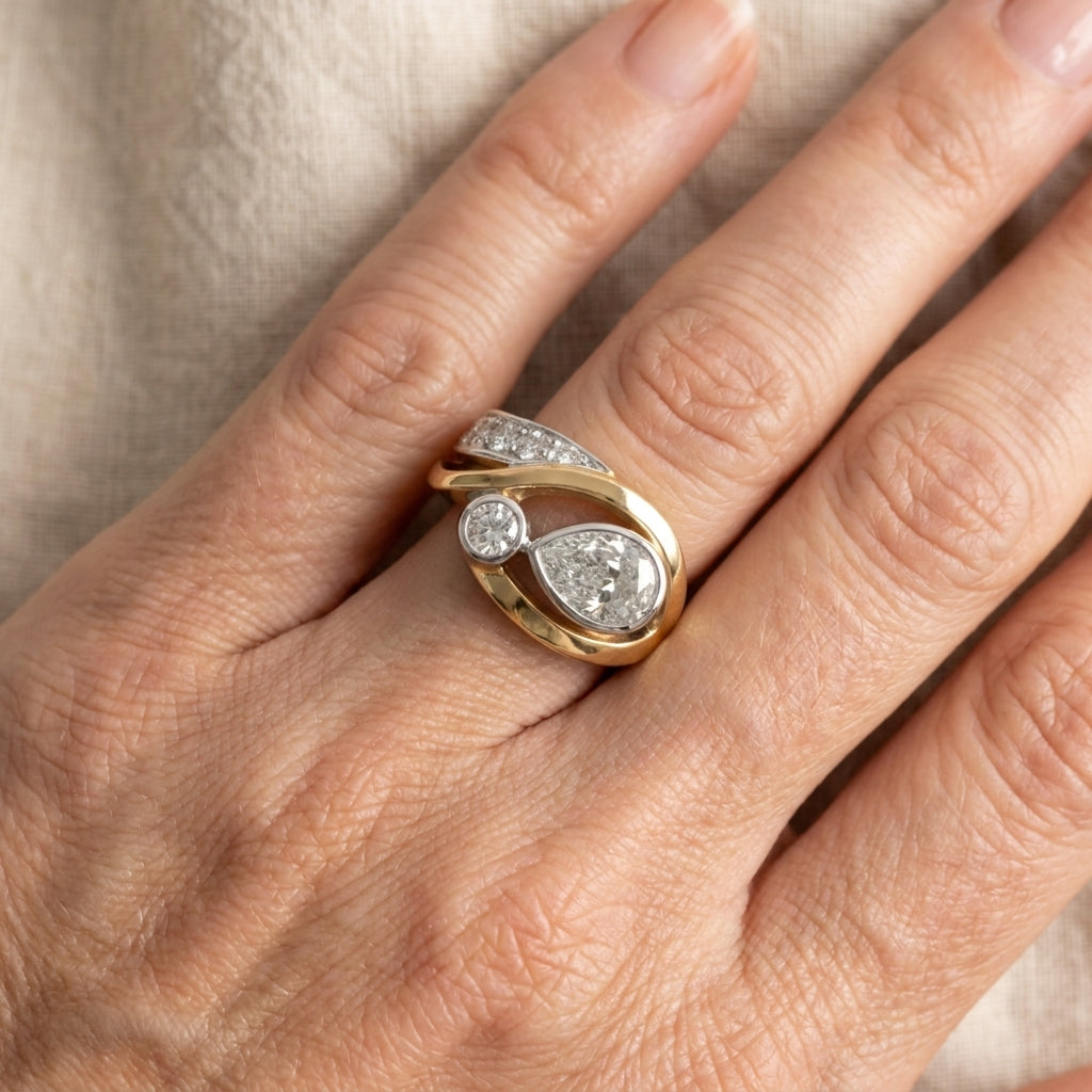 classic two tone stone ring — lifestyle