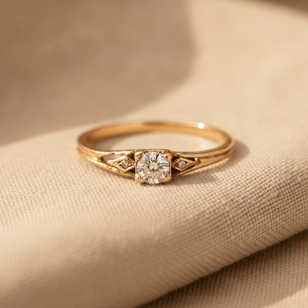 classic vintage gold zirconia ring 1 — studio