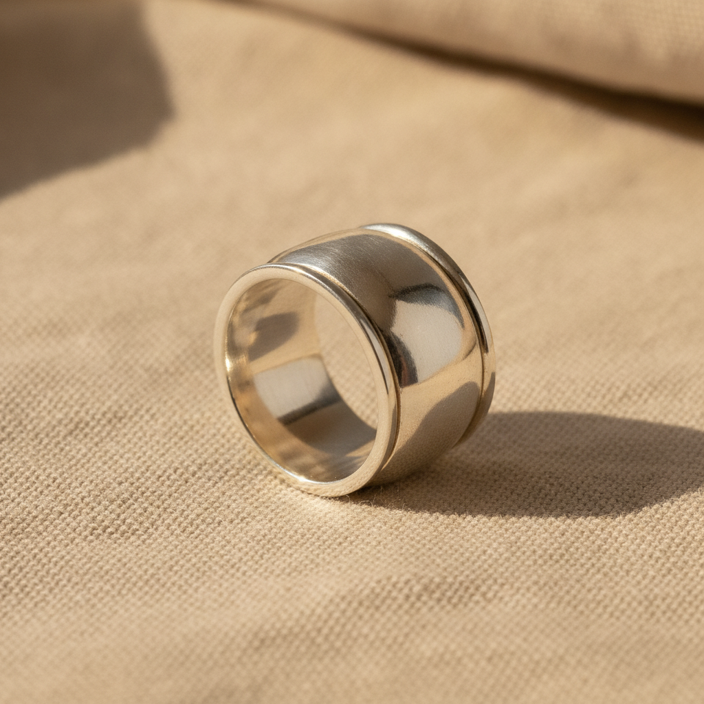 classic wide silver band ring — studio